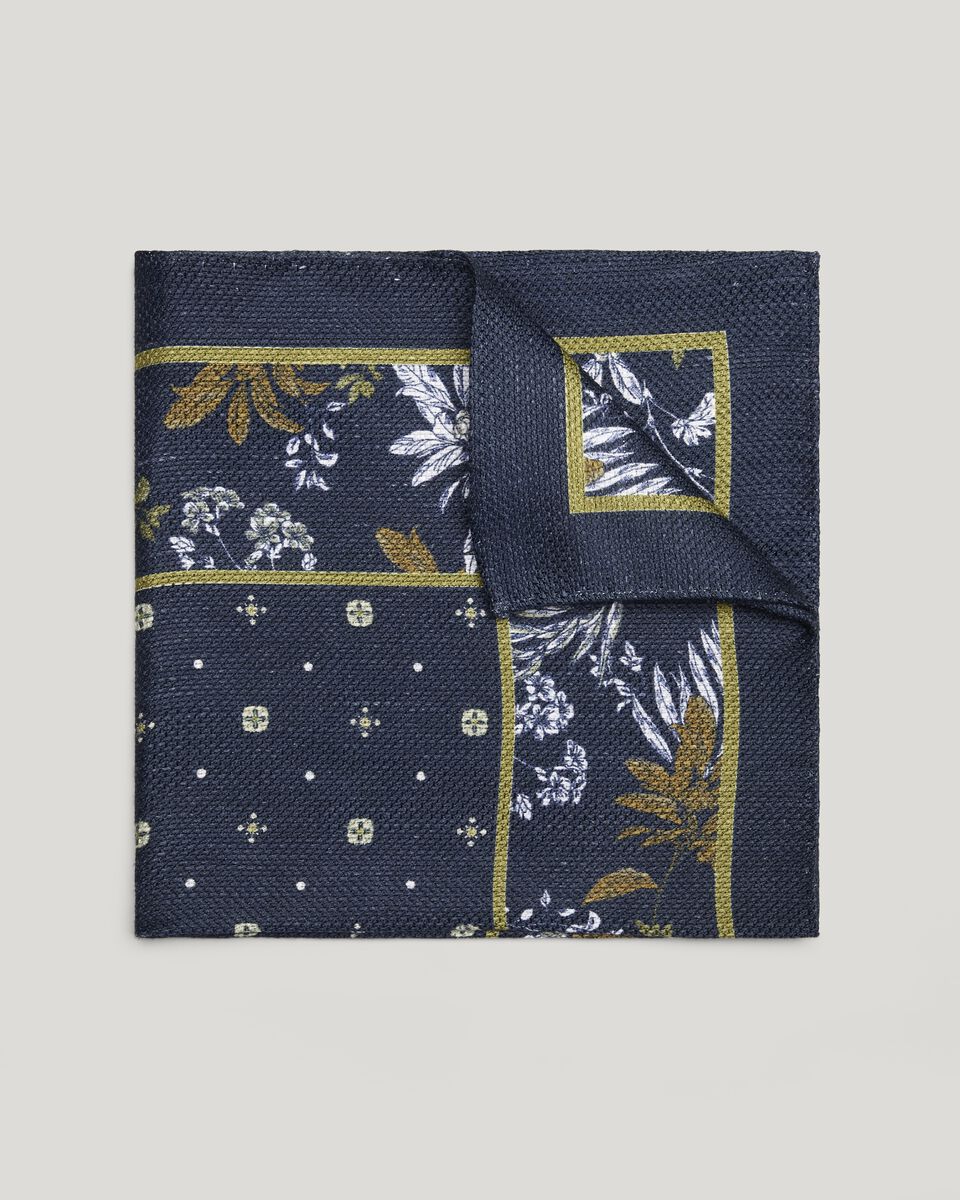 Linen Silk Blend Printed Print Pocket Square